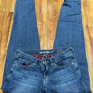 EDDIE BAUER Medium Wash Boyfriend Relaxed 100% Cotton Flannel Lined Jeans